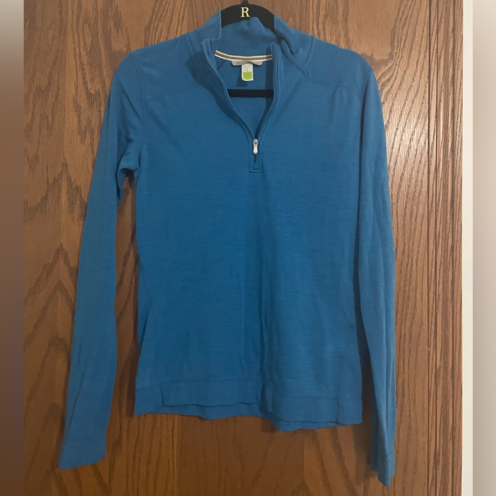 NWOT Blue Smartwool 100% Merino Wool Quarter Zip Top